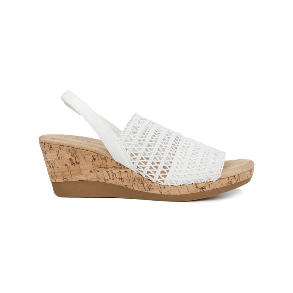 KAREN SCOTT Womens White Macram� Meriamm Almond Wedge Slingback Sandal 9.5 M